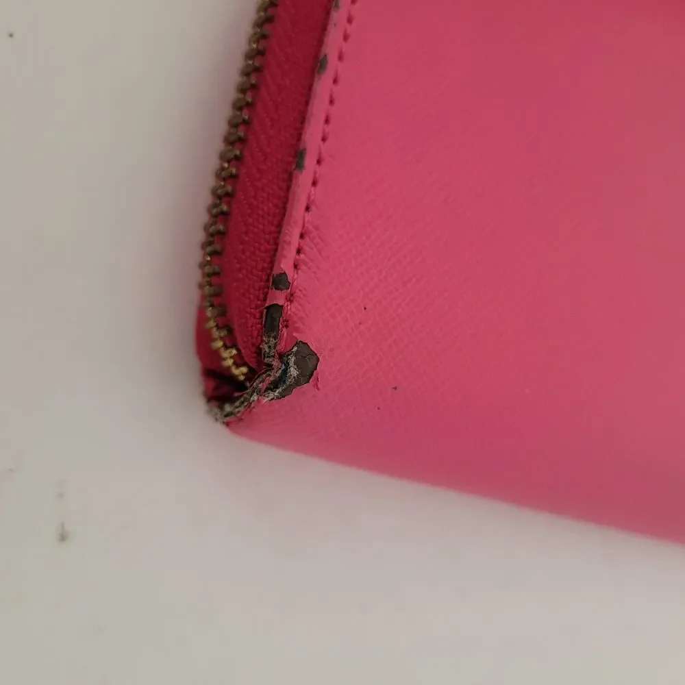 Tory Burch Solid Pink Saffiano Leather Zip Around Large Wallet Long Clutch Fair